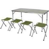 Inklapbare campingtafel - 4 stoelen - groen - 120x60x60 cm