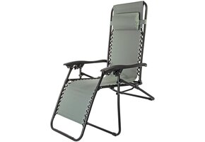 Ligbed tuin - grijs - 175x52/65x110 cm - inklapbaar