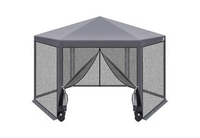 Tuinpaviljoen - grijs - 200x200x250 cm - stalen buizen