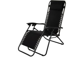 Ligstoel tuin - zwart - 175x65x110 cm - stalen constructie