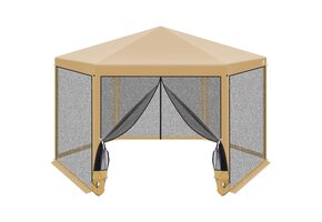 Tuinpaviljoen - 200x200x200cm - muskietennet - beige/zwart