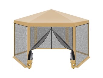 Tuinpaviljoen - 200x200x200cm - muskietennet - beige/zwart