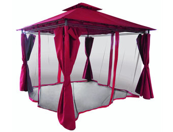 Tuinpaviljoen - 3x3m - stalen frame - muskietennet zijwand