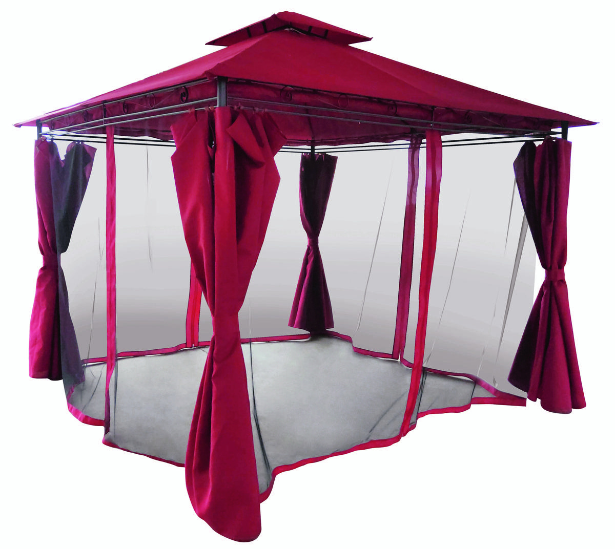 Tuinpaviljoen - 3x3m - stalen frame - muskietennet zijwand