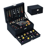 Sieradendoosje - zwart - 11.5x24x17 cm - ecologisch leer