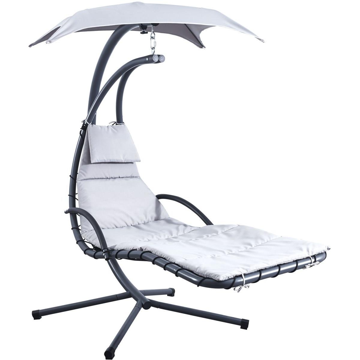 Hangstoel voor buiten - lichtgrijs - 210x112x210 cm - met parasol