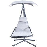 Hangstoel voor buiten - lichtgrijs - 210x112x210 cm - met parasol