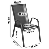 Tuinstoelen - zwart metaal - 90x54x69 cm - weerbestendig