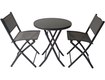 Bistroset - 60cm tafel - stalen structuur - 2 stoelen