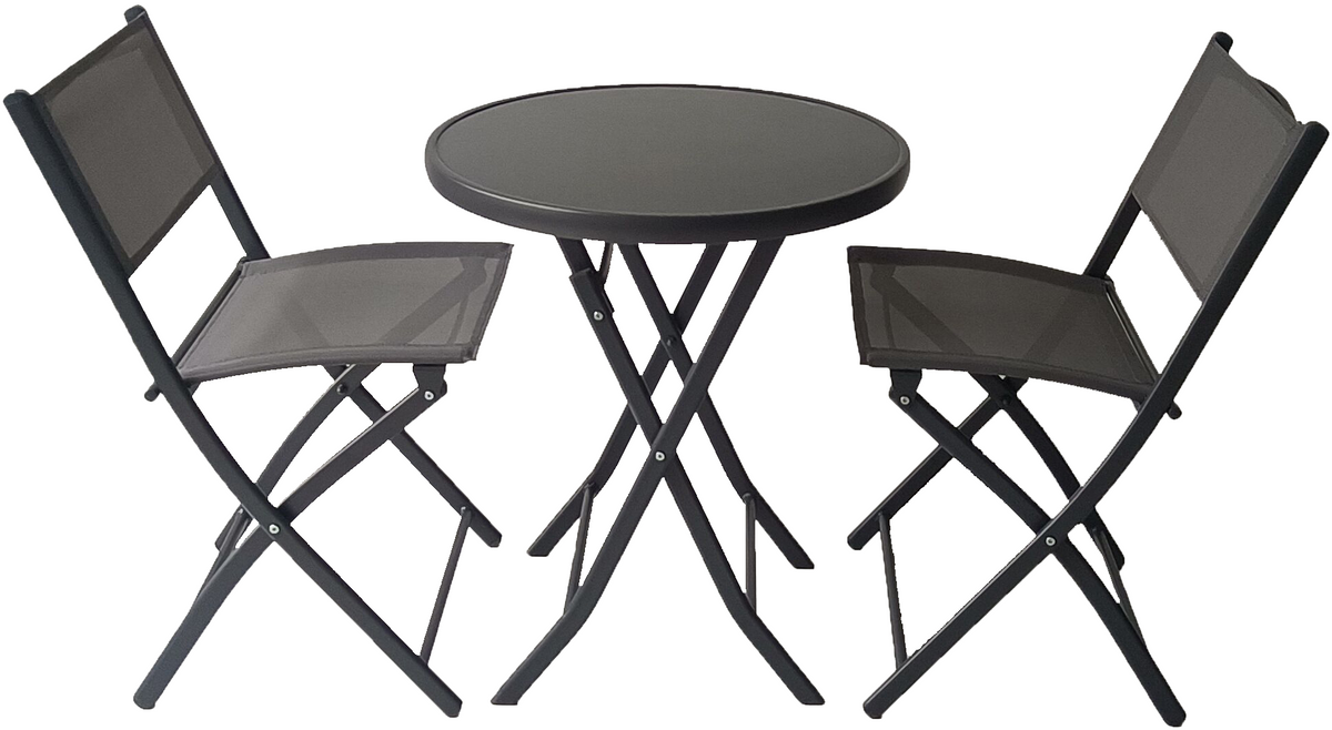Bistroset - 60cm tafel - stalen structuur - 2 stoelen