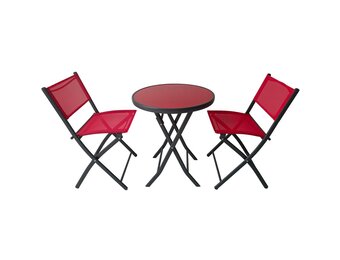 Bistroset - Monty - 60x70 cm tafel - 2 opvouwbare stoelen