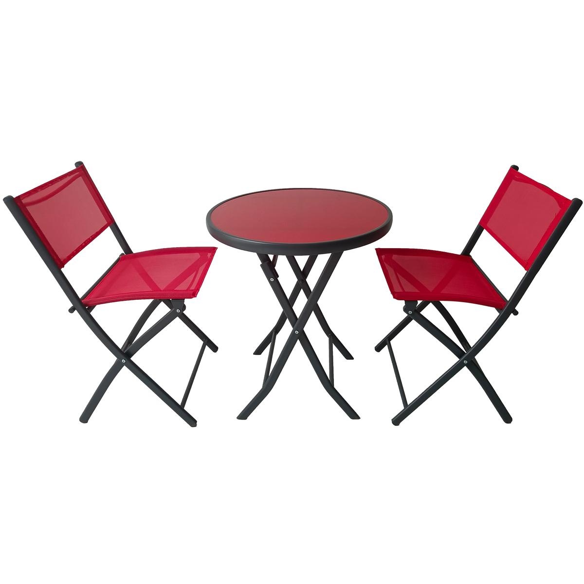 Bistroset - Monty - 60x70 cm tafel - 2 opvouwbare stoelen