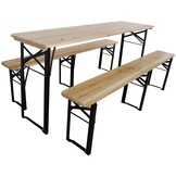 Tuinset - inklapbaar - hout en zwart metaal - 170x46x75 cm