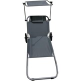 Strandstoel opvouwbaar - grijs - 62x116x90 cm - met wielen
