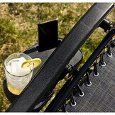 Ligbed tuin - grijs - 175x52/65cm - inklapbaar - met tafel en krantenhouder