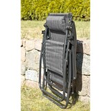 Ligbed tuin - grijs - 175x52/65cm - inklapbaar - met tafel en krantenhouder