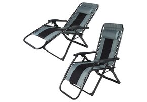 Ligstoel tuin - grijs/zwart - 162x65x110 cm - max 120 kg