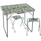 Inklapbare campingtafel - jungle patroon - 80x60x70 cm - incl. 2 stoelen