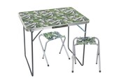 Inklapbare campingtafel - jungle patroon - 80x60x70 cm - incl. 2 stoelen