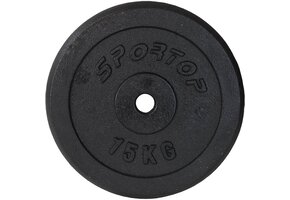 Halterschijf - 15 kg - zwart - gietijzer - 305 mm diameter