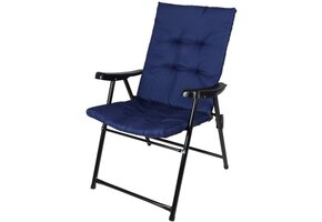 Tuinstoel - marineblauw - inklapbaar - met kussen