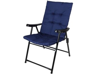 Tuinstoel - marineblauw - inklapbaar - met kussen