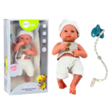 Babypop - wit en grijs - 35x16x10 cm - beweegbare ledematen