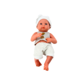 Babypop - wit en grijs - 35x16x10 cm - beweegbare ledematen