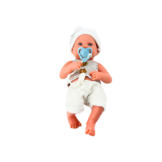 Babypop - wit en grijs - 35x16x10 cm - beweegbare ledematen