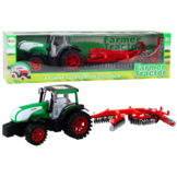 Tractor speelgoed - zwart/groen - 34x20x21 cm - met aanhangwagen