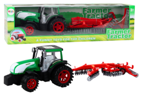Tractor speelgoed - zwart/groen - 34x20x21 cm - met aanhangwagen