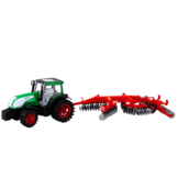 Tractor speelgoed - zwart/groen - 34x20x21 cm - met aanhangwagen