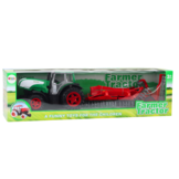 Tractor speelgoed - zwart/groen - 34x20x21 cm - met aanhangwagen