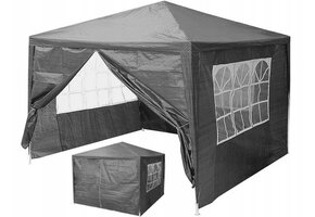 Partytent 3x3 - grijs - 9,7 kg - afneembare zijpanelen