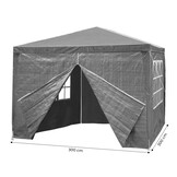 Partytent 3x3 - grijs - 9,7 kg - afneembare zijpanelen