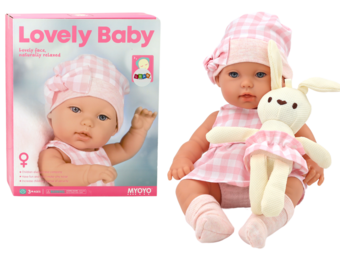 Babypop - 30cm - met draagzak - inclusief pluche konijn