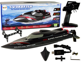 Bestuurbare boot - zwart - 48x12x9.5 cm - 60 km/h