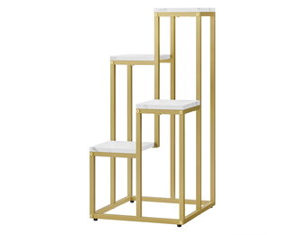 Plantenstandaard - 4 niveaus - wit marmer, goud - 34x34x71 cm