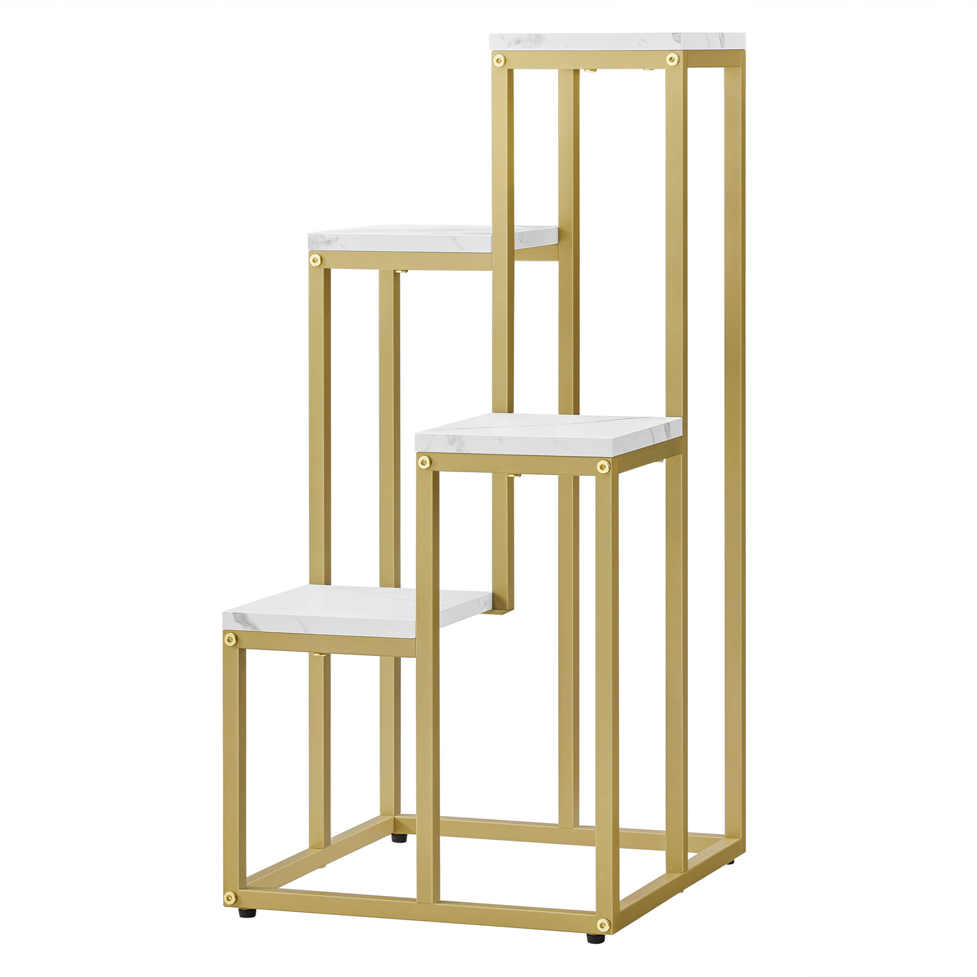 Plantenstandaard - 4 niveaus - wit marmer, goud - 34x34x71 cm