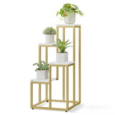 Plantenstandaard - 4 niveaus - wit marmer, goud - 34x34x71 cm