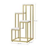 Plantenstandaard - 4 niveaus - wit marmer, goud - 34x34x71 cm