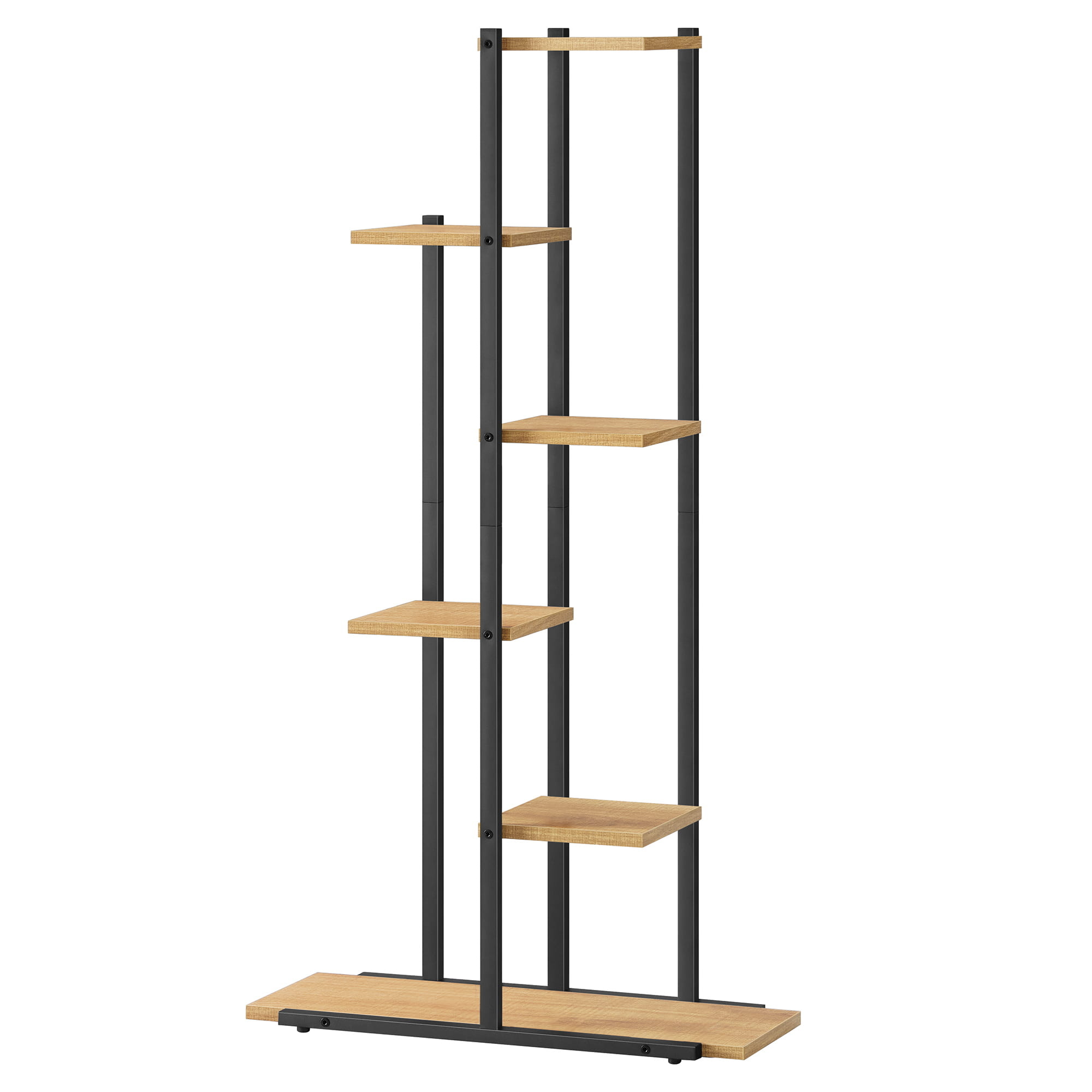 Plantenstandaard - eiken/zwart - 60x24x113 cm - 6 niveaus