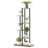 Plantenstandaard - eiken/zwart - 60x24x113 cm - 6 niveaus