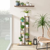 Plantenstandaard - eiken/zwart - 60x24x113 cm - 6 niveaus