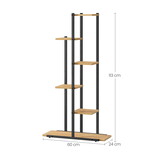 Plantenstandaard - eiken/zwart - 60x24x113 cm - 6 niveaus