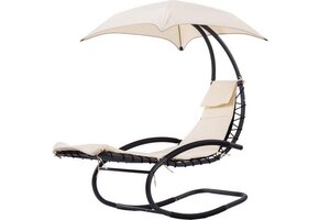 Schommelstoel tuin met parasol - beige