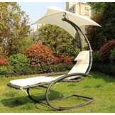 Schommelstoel tuin met parasol - beige