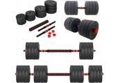 Halterset - verstelbare dumbbellset - 50 kg - zwart rood