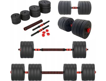 Halterset - verstelbare dumbbellset - 50 kg - zwart rood