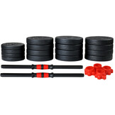 Halterset - verstelbare dumbbellset - 50 kg - zwart rood